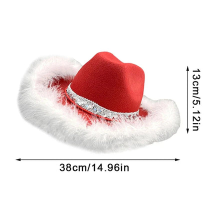 Cowgirl Christmas Sequined Belt Holiday Costume Hat Hat-L
