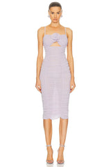 Sleeveless Halter Mesh Evening Party Dress Partydress-241208