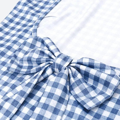 Gingham Bow Backless Top
