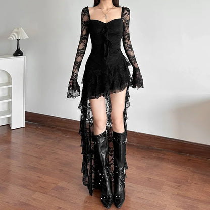 Goth Lace Mullet Mini Dress