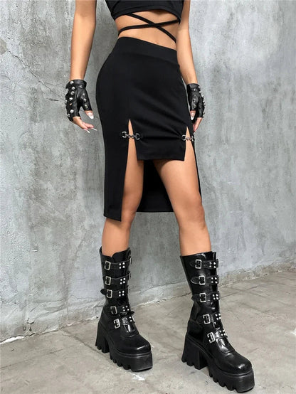 Mini Grunge Aesthetic Split Female Mall Gothic Short Front Skirt