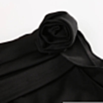 Goth Ruched Flower Flare Pants