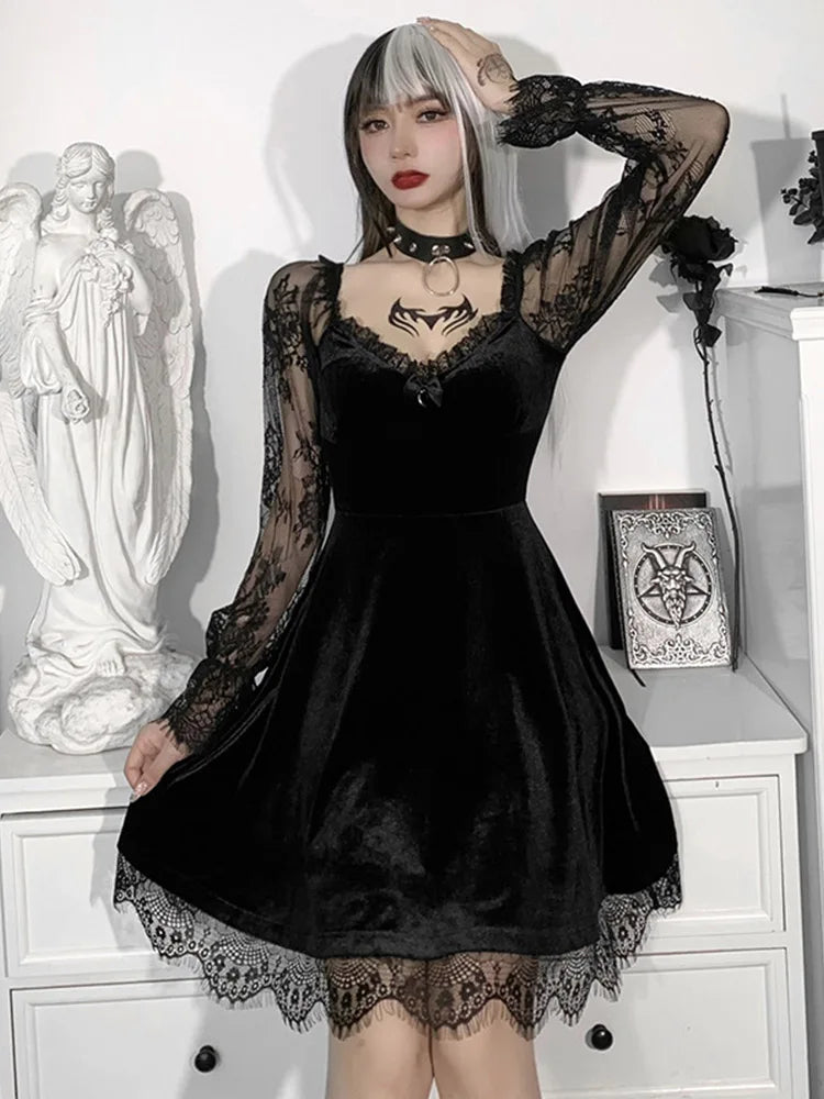 Julia Fashion - Long Sleeve V Neck Slim Cosplay Party Mini Dress