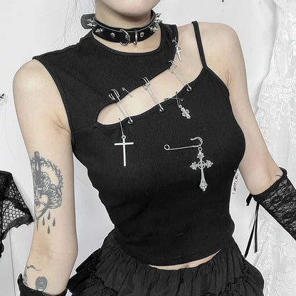 Gothic Punk Fashion Cross Bustier Crop Top