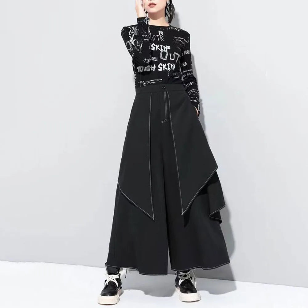 Gothic Y2K Double Layer Casual Streetwear Samurai Pants