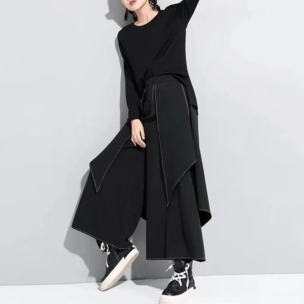 Gothic Y2K Double Layer Casual Streetwear Samurai Pants