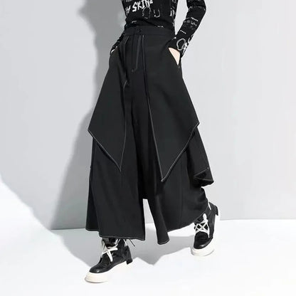 Gothic Y2K Double Layer Casual Streetwear Samurai Pants