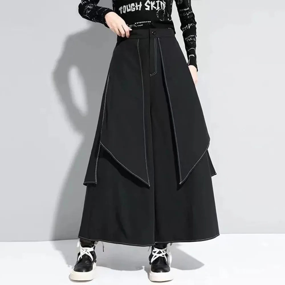 Gothic Y2K Double Layer Casual Streetwear Samurai Pants