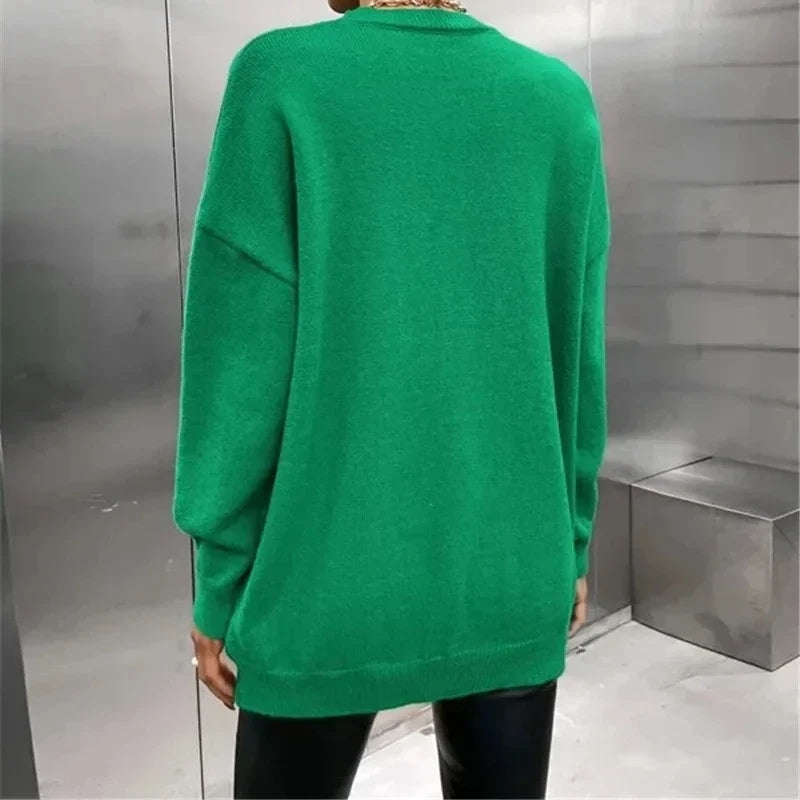 Simple Warm Thick Casual Autumn Winter Knit Elastic Jumper Christmas Sweater Sweaters-L
