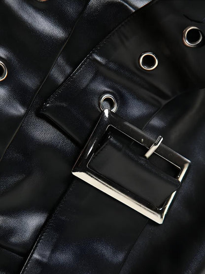 Grunge Belted Faux Leather Tube Top