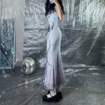 Grunge Mermaid Skeleton Maxi Dress