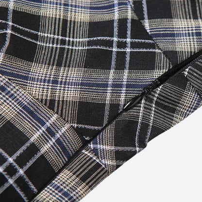 Grunge Plaid Asymmetric Mini Skirt