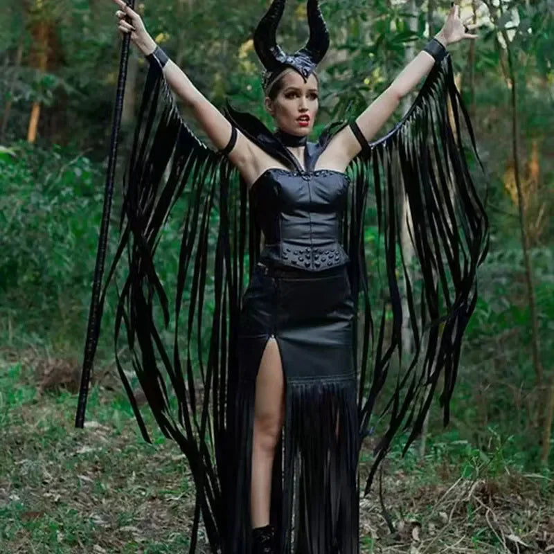 Maleficent Evil Witch Queen Dark Devil Vampire Halloween Role Play Attire