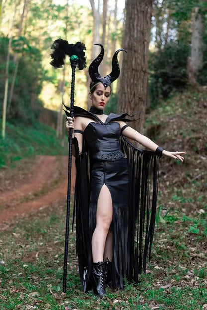 Maleficent Evil Witch Queen Dark Devil Vampire Halloween Role Play Attire