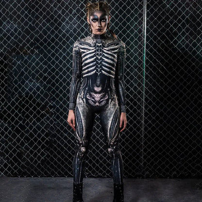 Devil Ghost Specter Skeleton Jumpsuit Women Carnival Party Costume