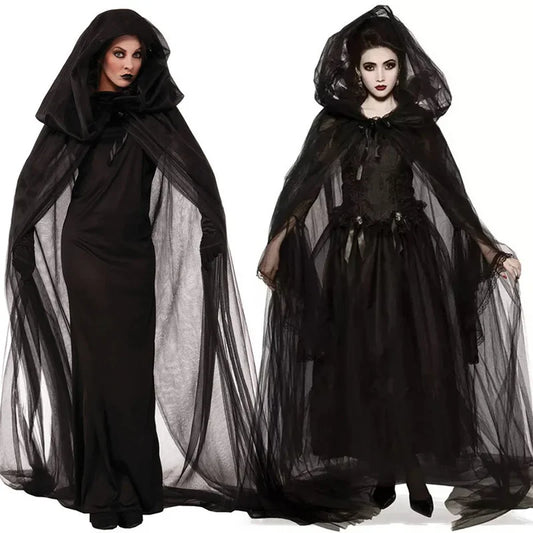 Ghost Bride Witch Vampire Uniform Black Long Day of The Dead Attire