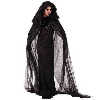 Ghost Bride Witch Vampire Uniform Black Long Day of The Dead Attire