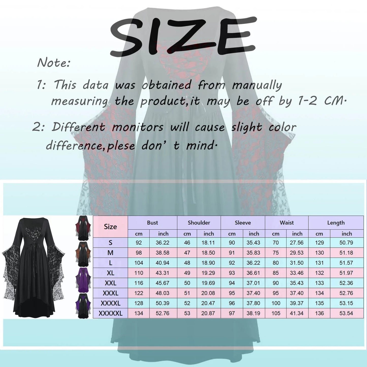 JuliaFashion - Halloween Gothic Women Medieval Vintage Cosplay Costume Witch Vampire Gothic 90s Egirl Goth Slim Party Club Dress