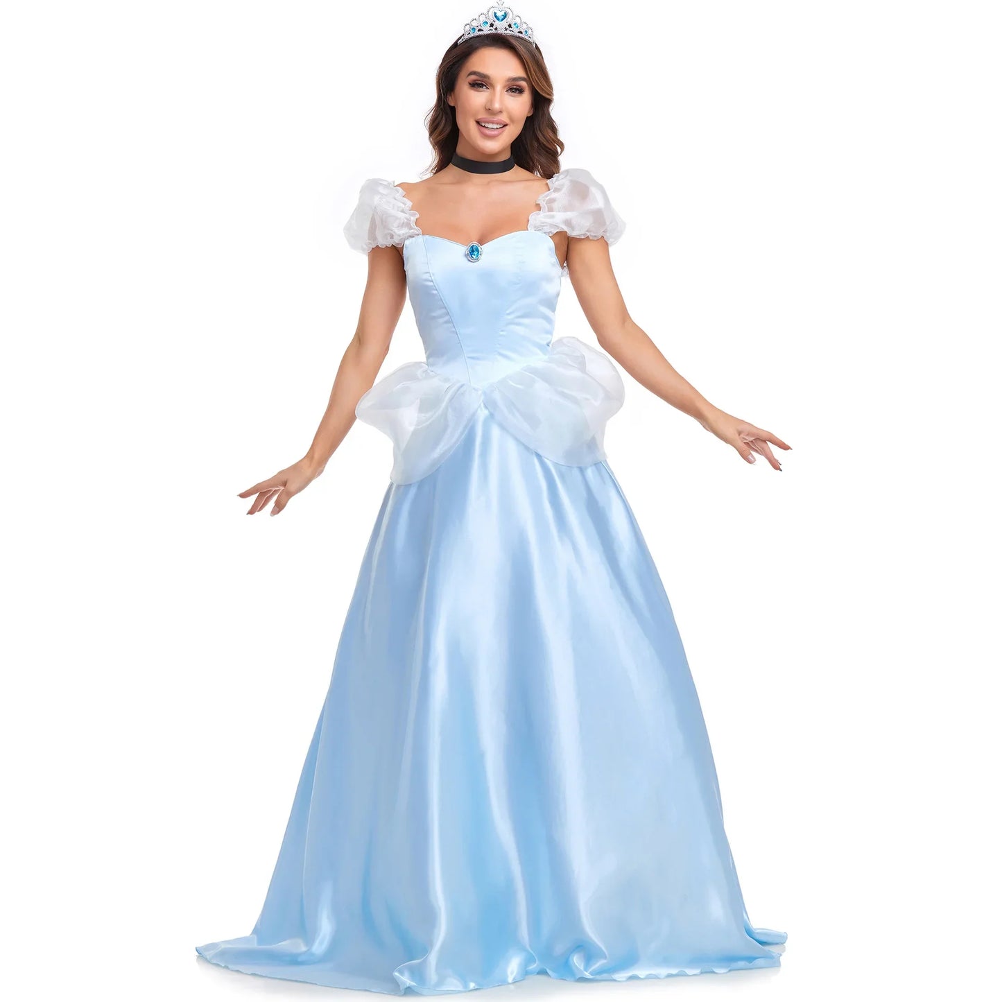 Women Halloween Cinderella Princess Fairy Tales Sexy Goddess Cosplay Long Outfit Attire