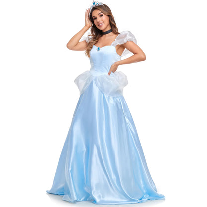 Women Halloween Cinderella Princess Fairy Tales Sexy Goddess Cosplay Long Outfit Attire