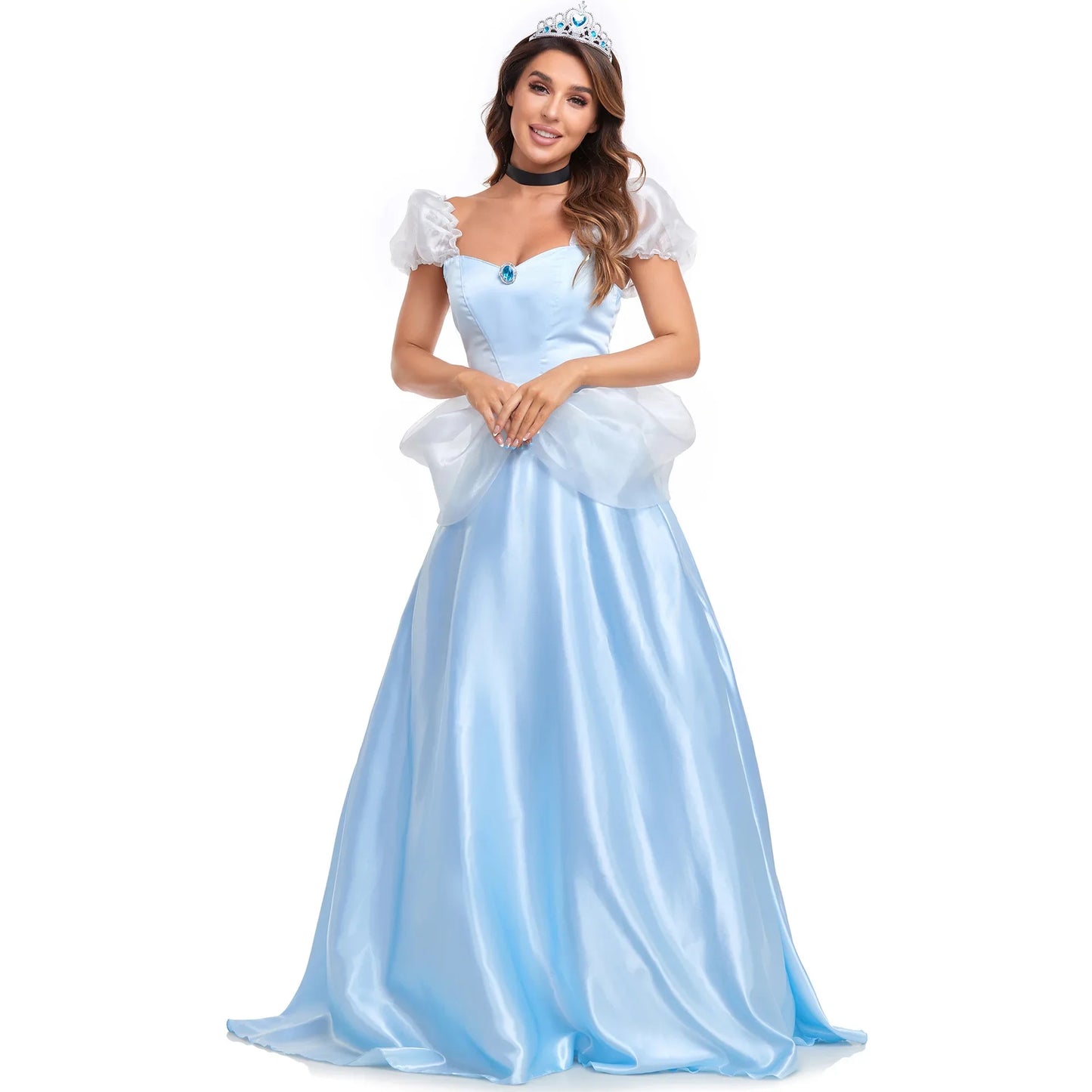 Women Halloween Cinderella Princess Fairy Tales Sexy Goddess Cosplay Long Outfit Attire