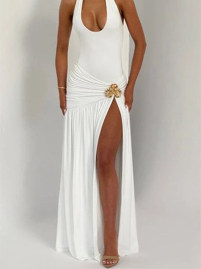 Halter Bodysuit & Maxi Skirt Two Piece Set