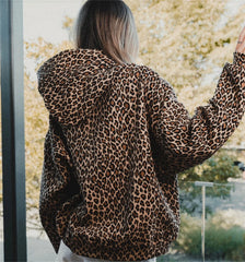 High Street Oversized Leopard Pattern Print Y2K Retro Goth Zip Up Hoody