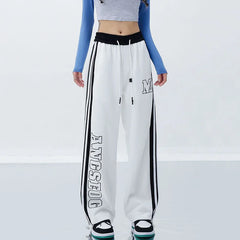 Harajuku Striped Jogging Pants WHITE / M
