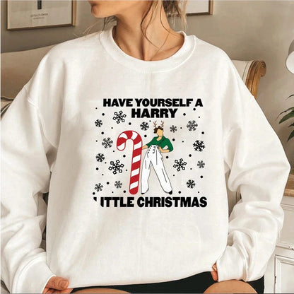 Harry Little Christmas Aesthetic Xmas Gift Loose Women’s Hoodie White / S Hoodies-L