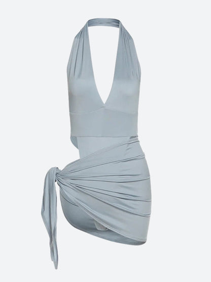 High Cut Swimsuit & Skirt Two Piece Set