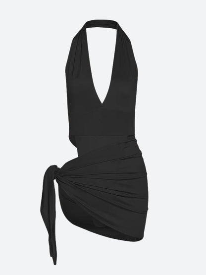 High Cut Swimsuit & Skirt Two Piece Set