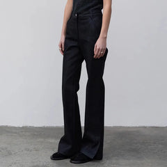 High Quality Women Spring And Autumn All-Match Side Slit Straight Waist Bootcut Jean