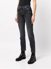 High Quality Stretch Women Straight Denim Casual Fashion Ankle-Length 2024 Fall Winter New Jean