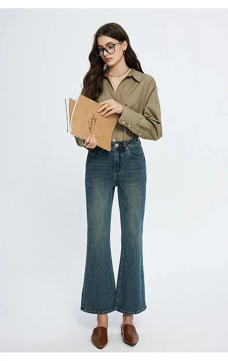 High Waisted Flare Skinny Strench Vintage Streetwear Denim 2024 Korean Fashion New Jean