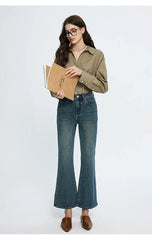 High Waisted Flare Skinny Strench Vintage Streetwear Denim 2024 Korean Fashion New Jean