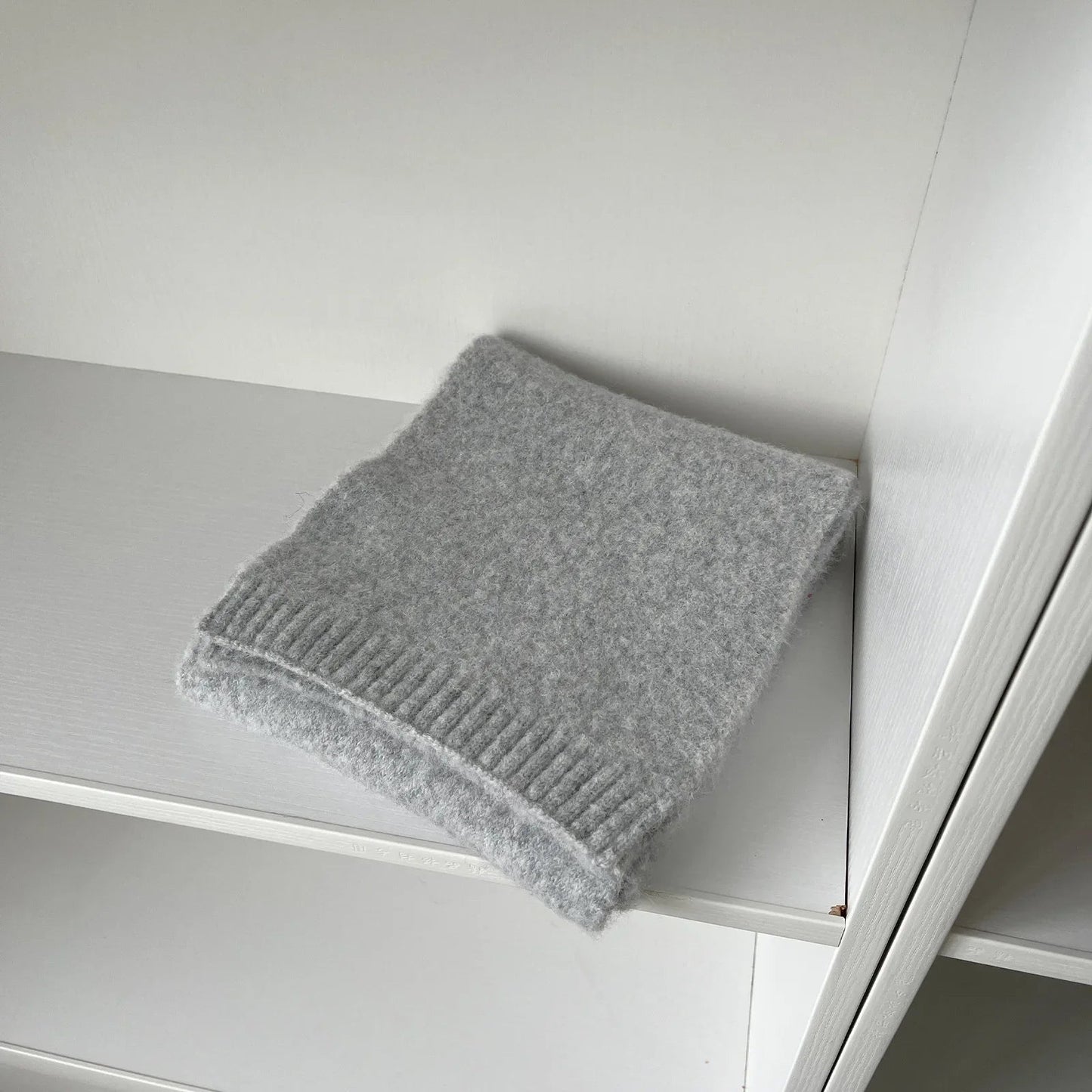 Soft Wool Blend Solid Color Winter Scarf Silver Gray / L157Cm W22Cm Scarfs-L