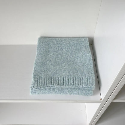 Soft Wool Blend Solid Color Winter Scarf Sky Blue / L157Cm W22Cm Scarfs-L