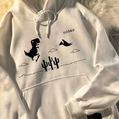 Casual Dinosaur Printed Stylish Korean Pullover Hoodie