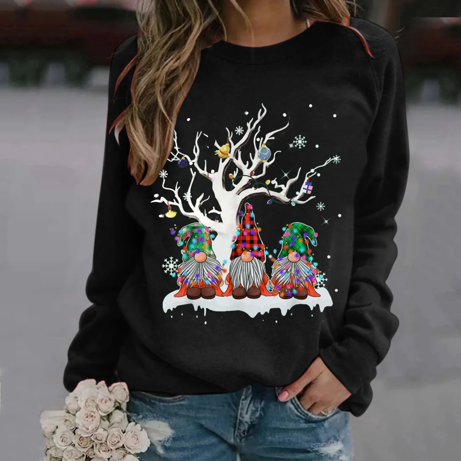 Hooded Oversize Workout Ugly Xmas Long Sleeve Loose Christmas Hoodie Black / S Hoodies-L
