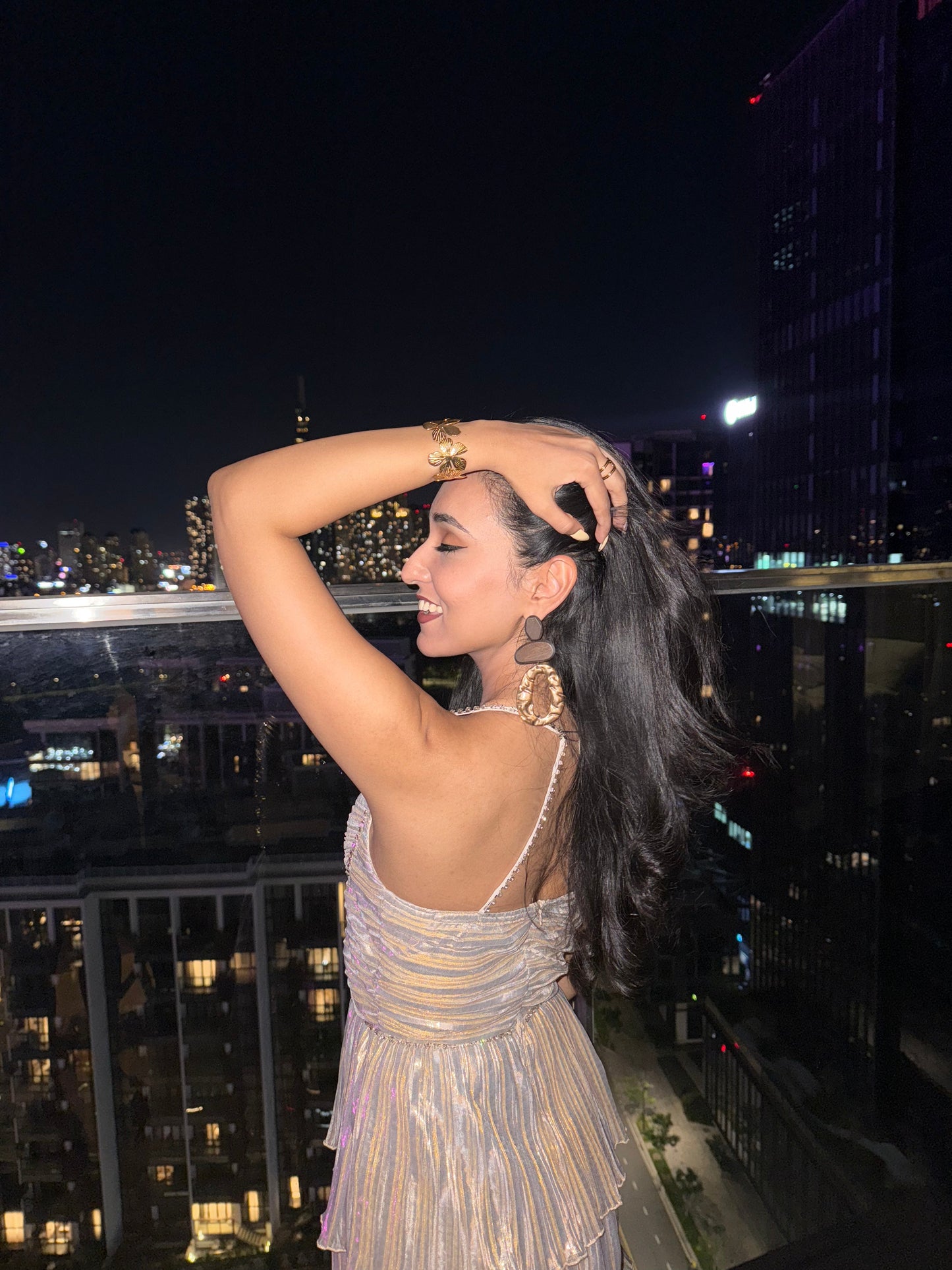 Party Ruffle Midi Dress - Champagne