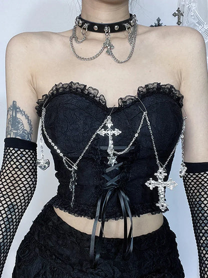 Gothic Sexy Harajuku Strapless Girl Grunge Crop Top