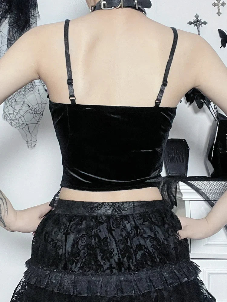 Gothic Camisole Crop Lace Spider Web Harajuku Top