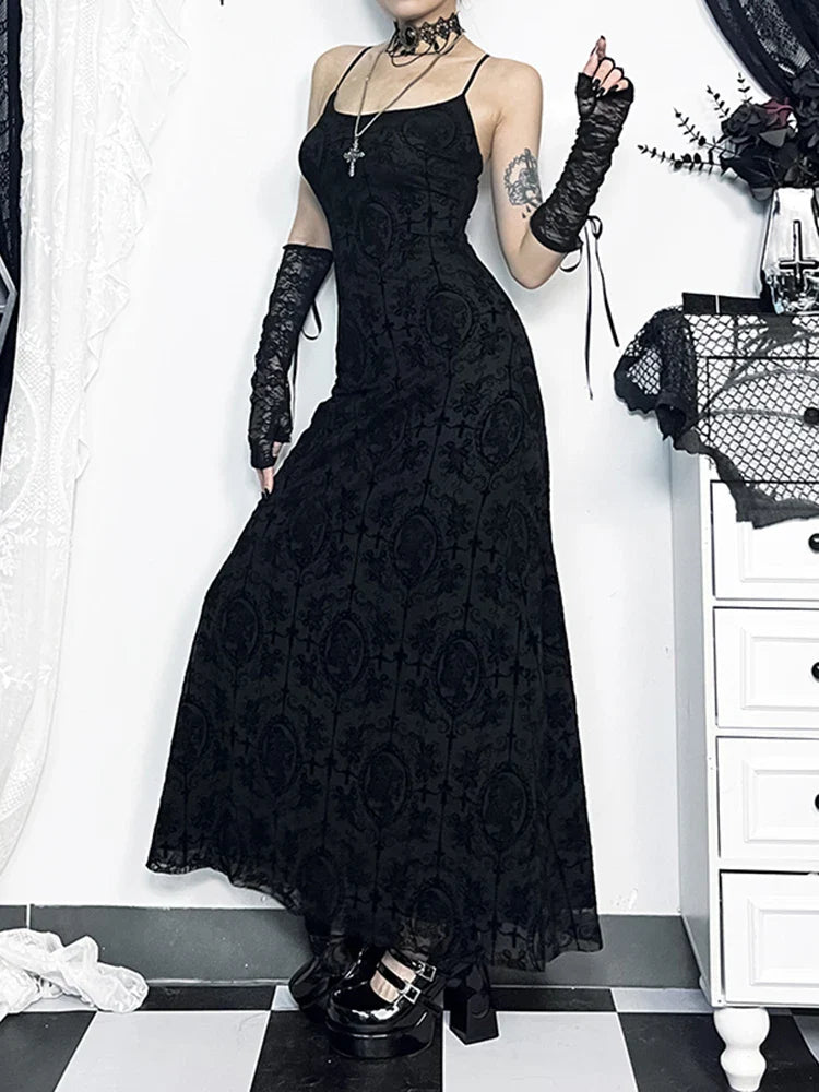 Velvet Bodycon Cami Vintage Spaghetti Party Club Sleeveless Camisole Strap Maxi Dress