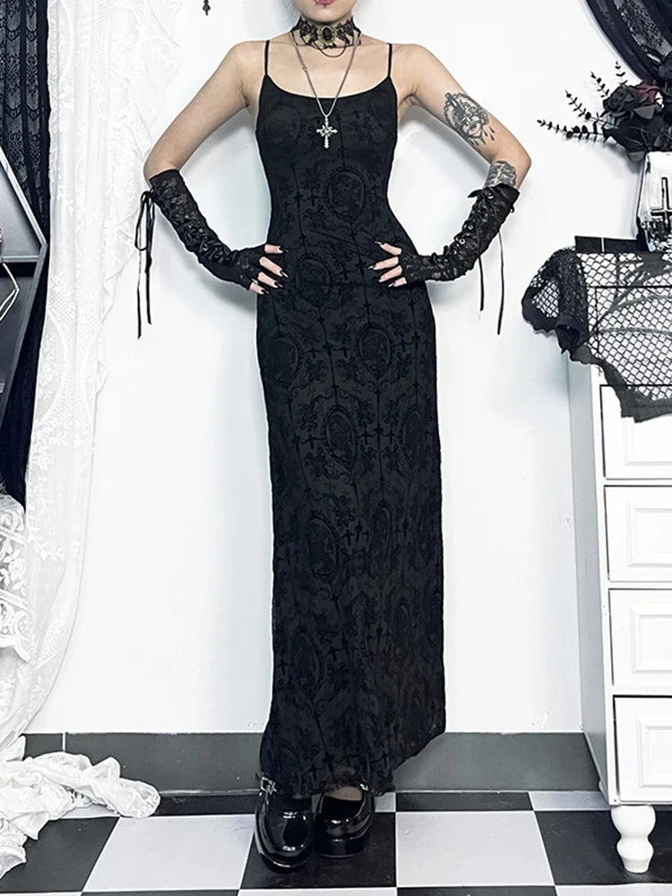 Velvet Bodycon Cami Vintage Spaghetti Party Club Sleeveless Camisole Strap Maxi Dress