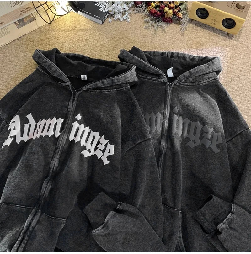 Korean Retro Casual Loose Stylish Zipper Hoodie