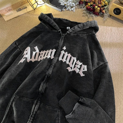 Korean Retro Casual Loose Stylish Zipper Hoodie