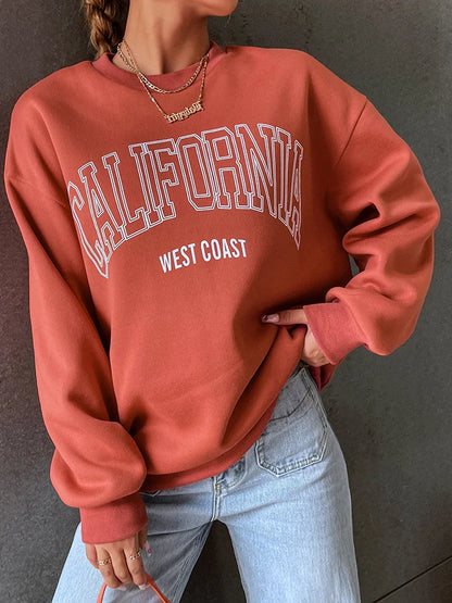 Woman California West Coast Print Long Sleeves Sporty Rich Hoody