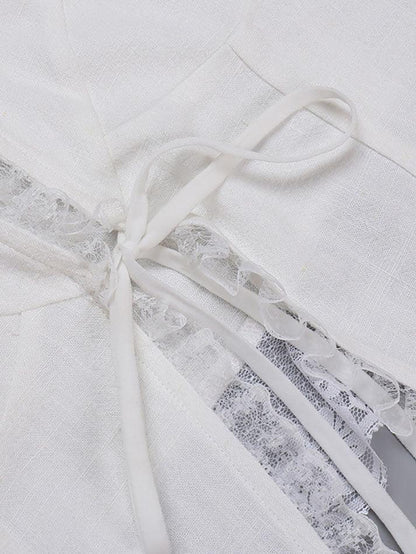 Lace Trim Ruffle Crop Tank Top