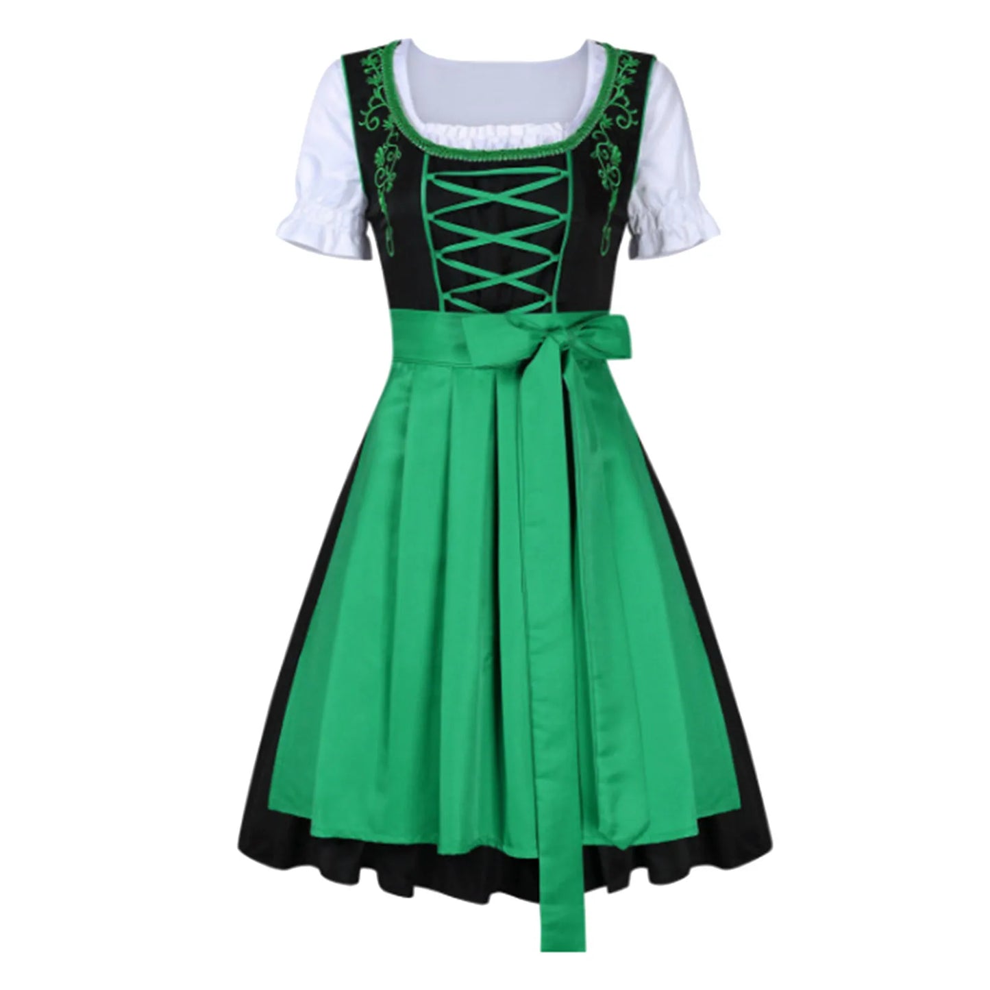 JuliaFashion - Ladies Oktoberfest Bavarian Traditional Plaid Dirndl Cosplay Outfit Dress