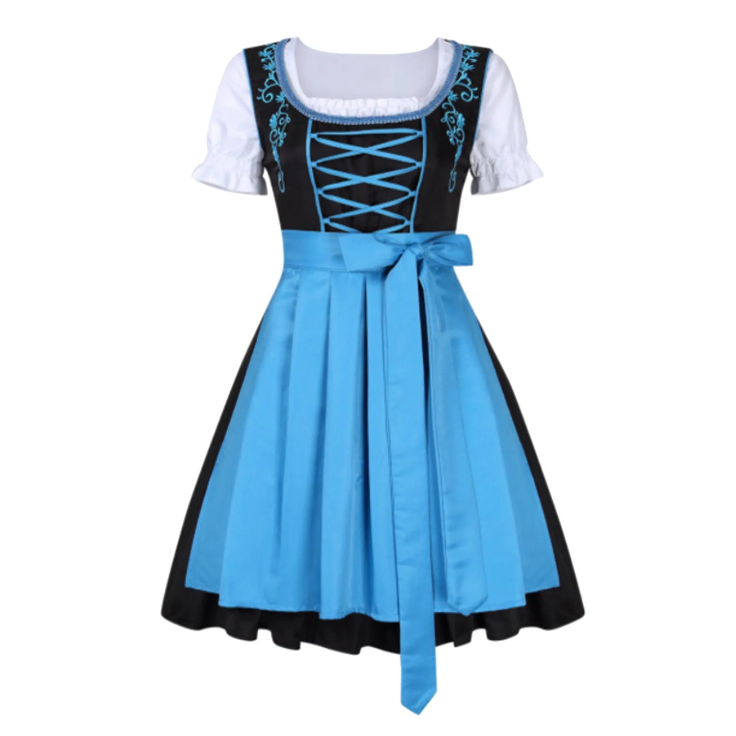 JuliaFashion - Ladies Oktoberfest Bavarian Traditional Plaid Dirndl Cosplay Outfit Dress